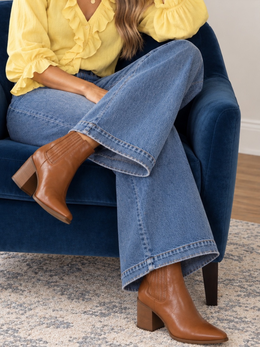 Steve Madden Cognac Leather Acton 3.25” Heel Bootie